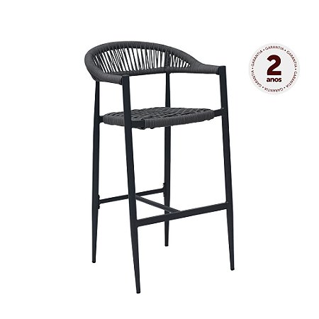 Banqueta Trancoso Corda Grafite Base Grafite