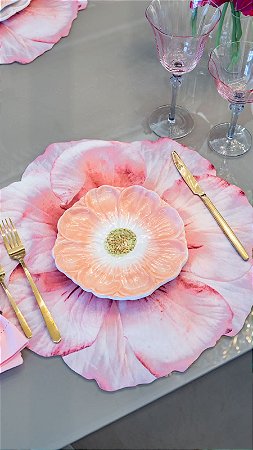 Prato Sobremesa Flor Rosa