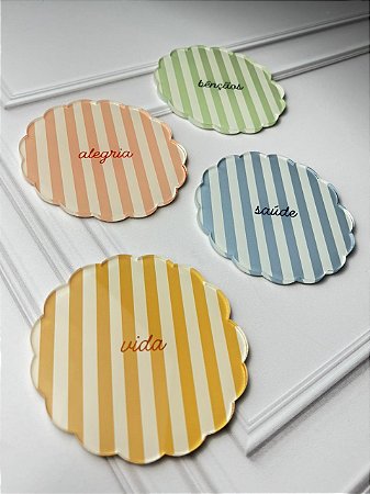 Set 4 porta copos listrados ondas