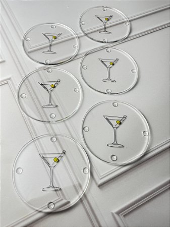 Set 6 porta copos drink acrílico