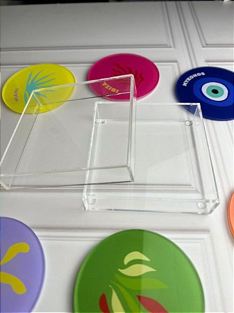 Caixa acrílico p/ 6 porta copos