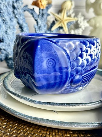 Bowl Peixe azul rústico G