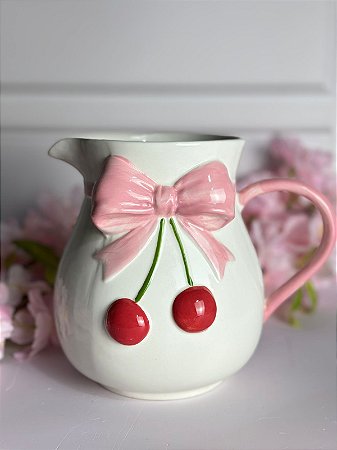 Jarra decorativa cereja branco rosa