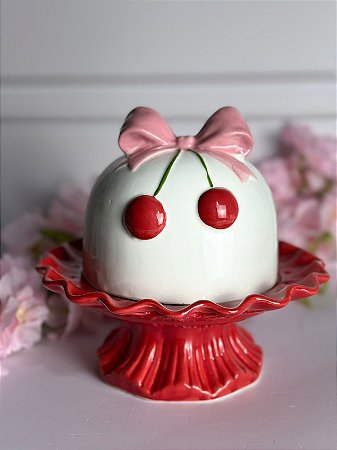 Pote decorativo cereja vermelho
