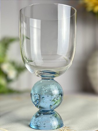 Taça esfera dupla base azul