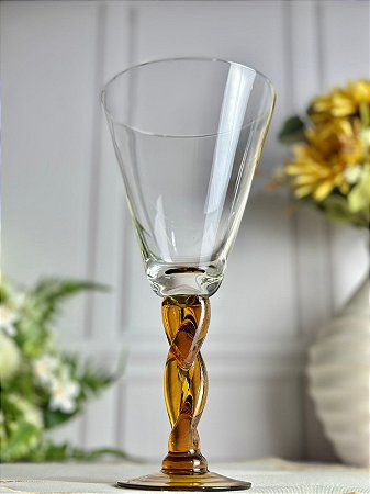 Taça vidro transparente trança laranja 390 ml