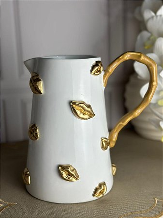 Jarra artesanal boca dourada