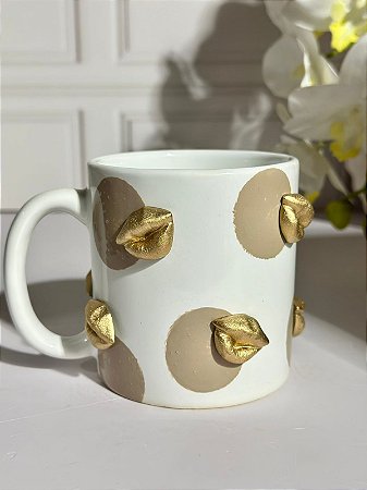 Caneca artesanal boca dourada bola