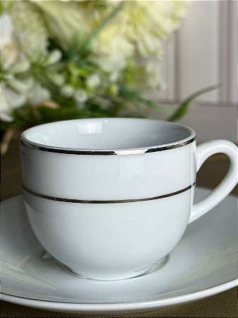 Xícara café majesty silver porcelana