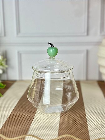 Pote borossilicato com tampa maça verde 560 ml