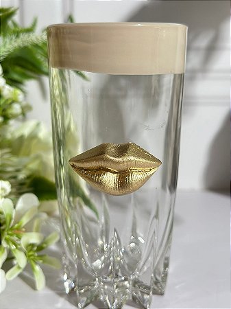 Copo artesanal boca dourada