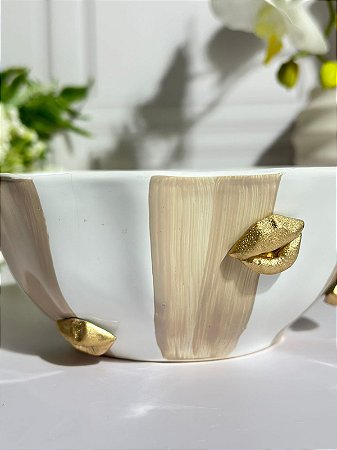 Bowl artesanal listra boca dourada