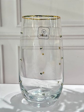 COPO VIDRO BALLS FIO OURO 300ML- 21059