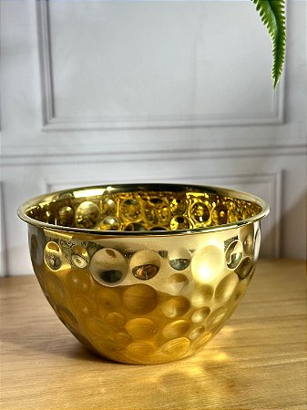 Bowl inox martelado dourado