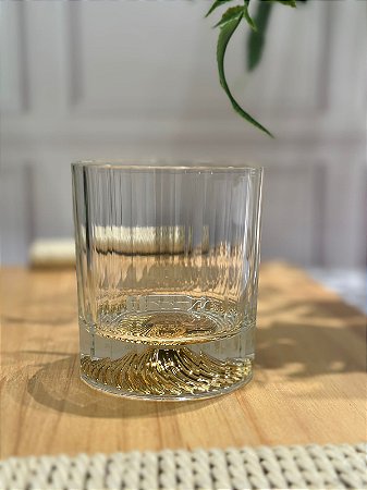 Copo vidro fundo dourado 250 ml