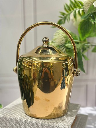 Balde de gelo 1,2 L dourado alça