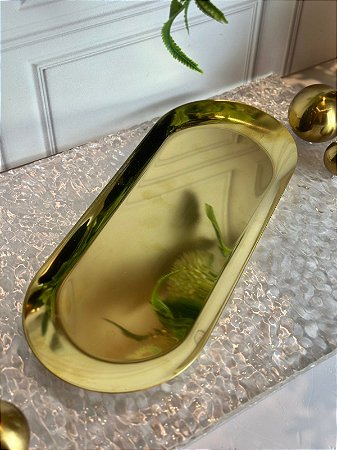 Bandeja inox dourado