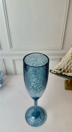 Taça Champanhe Acrílico Bolhas - Azul
