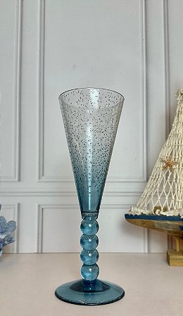 Taça Champanhe Acrílico com Bolas e Bolhas - Azul