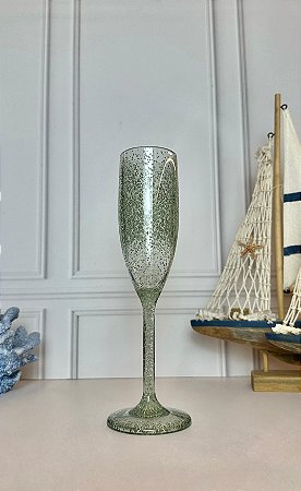 Taça Champanhe Acrílico Bolhas - Verde