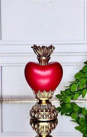 Sagrado coração poliresina vermelho/ dourado