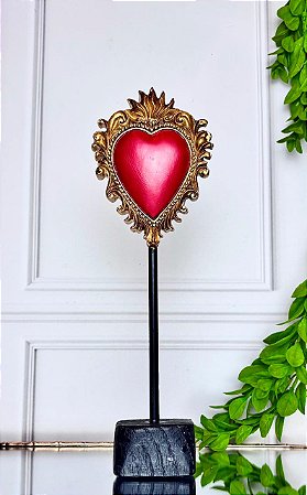 Sagrado coração poliresina vermelho/ dourado
