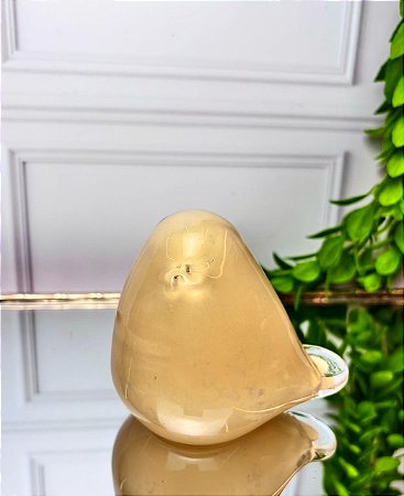 Pássaro decorativo vidro bege