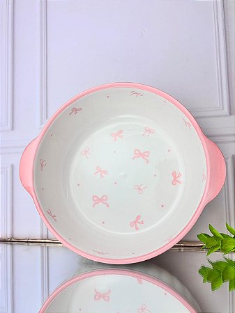 Bowl de cerâmica laço fundo branco