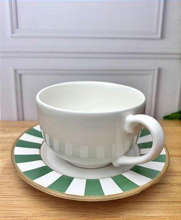 Xícara chá stripe verde
