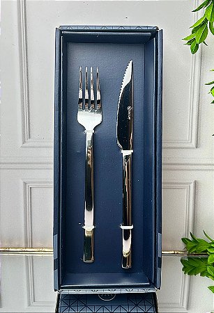 Caixa 12 peças facas para churrasco e garfo