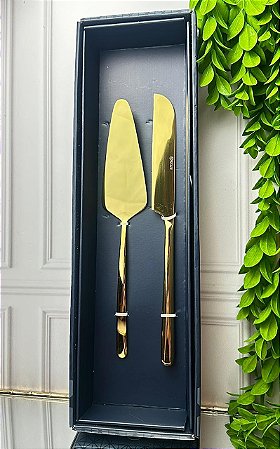 Conjunto 2 peças bolo viena dourado