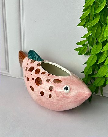 Vaso cerâmica fish poa