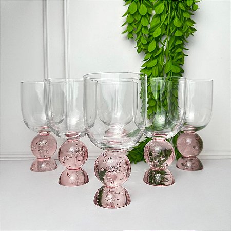 Kit 6 taças esfera dupla base pink
