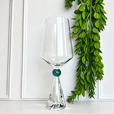 Taça vidro diamond verde 595 ml