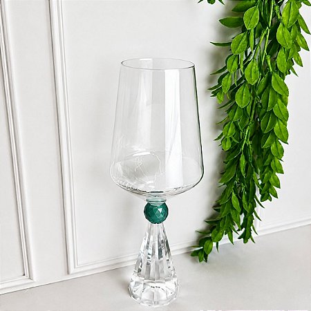 Taça vidro diamond verde 595 ml