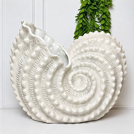 Concha Decorativa Ceramica Bege - G