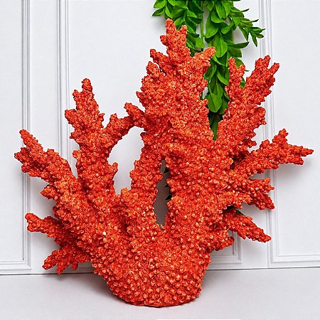 Escultura coral em resina vermelho