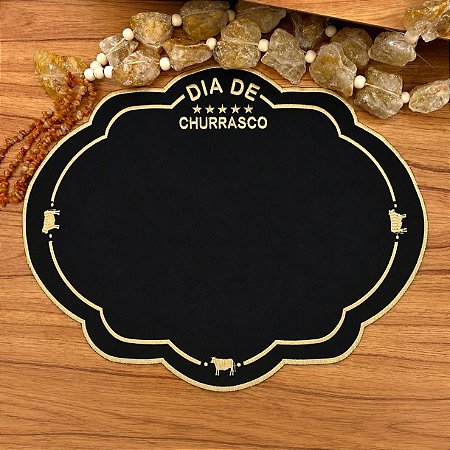 Americano food churrasco bordado dourado