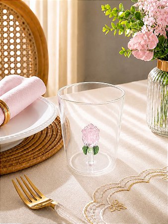 Copo borossilicato 3D luva rosa 350 ml