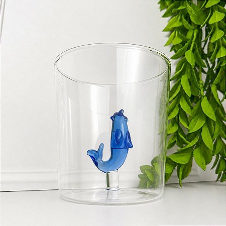 Copo borossilicato 3D luva golfinho 350 ml