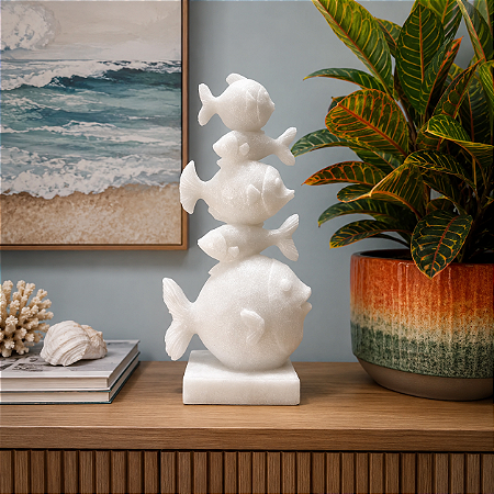 Escultura 5 Peixes em Marmore