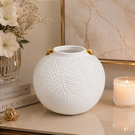 Vaso decorativo cerâmica (Branco) 30 cm