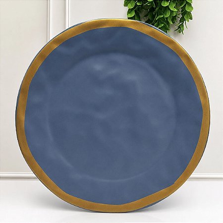 Porta torta pé azul filete amassado