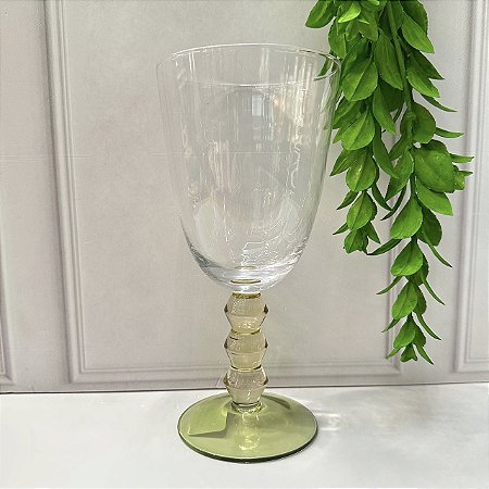 Taça vidro haste colorida verde (420 ml)