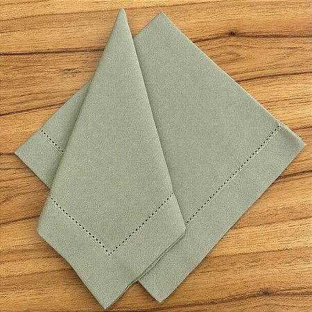 Guardanapo linho ponto Ajour verde malva 44x44 cm
