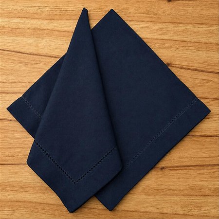 Guardanapo linho ponto Ajour azul marinho 44x44 cm