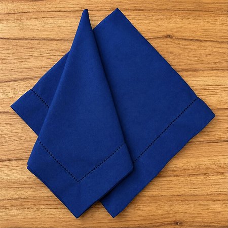 Guardanapo linho ponto Ajour azul royal 44x44 cm