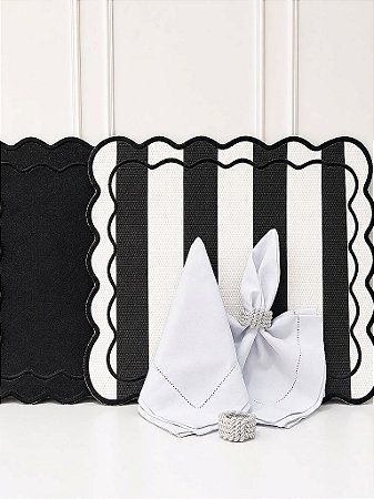 Kit mesa posta americano courino retangular preto (Compre por número lugares)