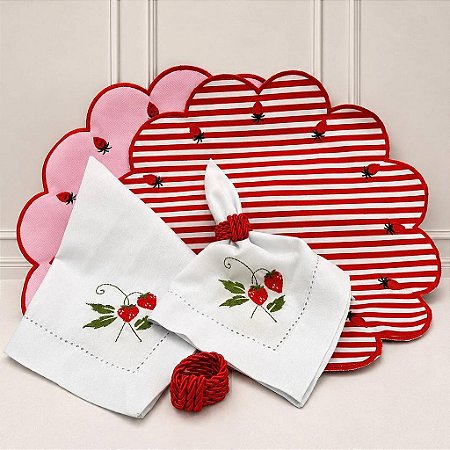 Kit mesa posta americano Morango (Compre por número lugares)