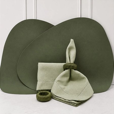 Kit mesa posta americano orgânico Ravena oliva (compre por número de lugares)